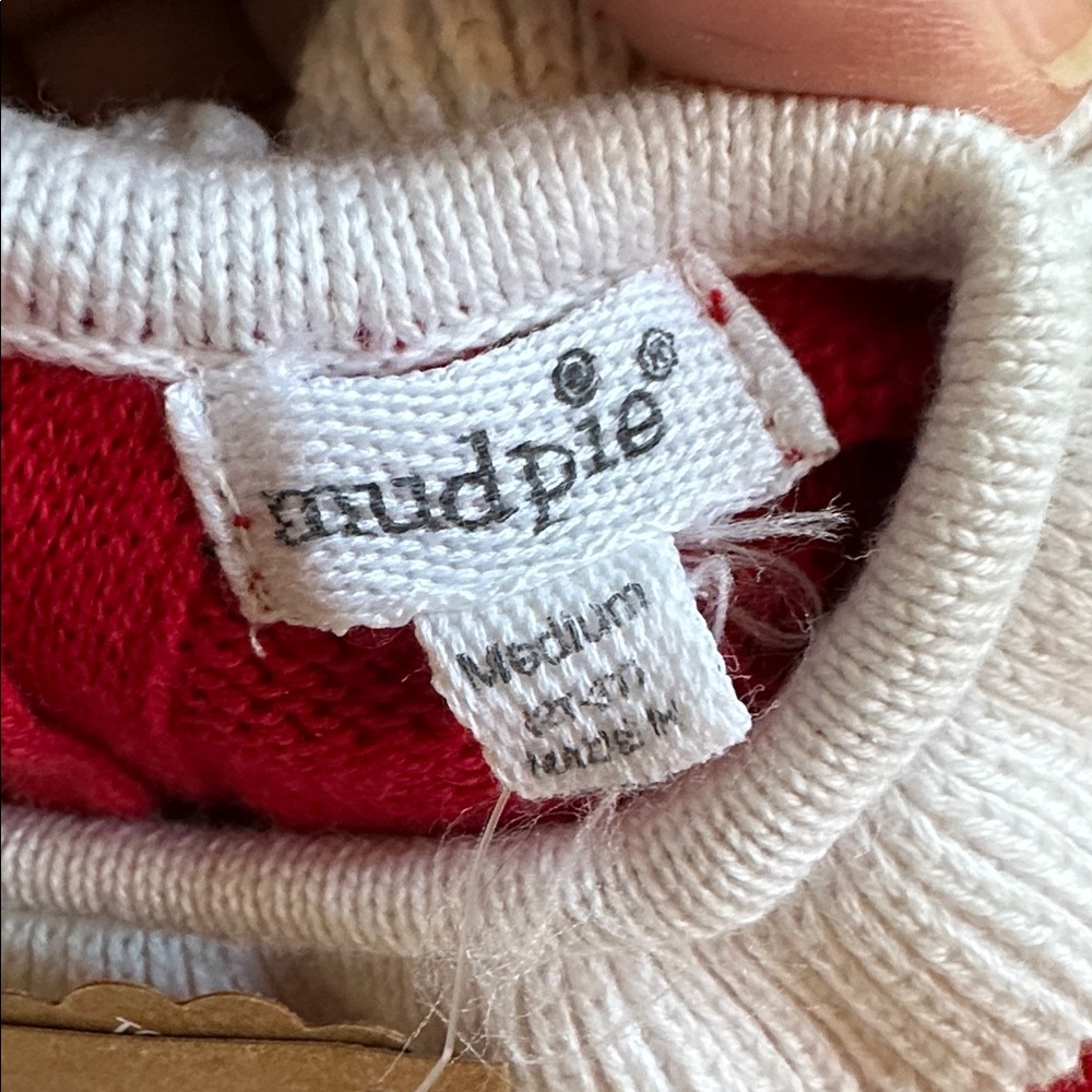 Adorable Santa Mud Pie Red child holiday sweater with ruffles size M (2-3T) - Picture 4 of 7